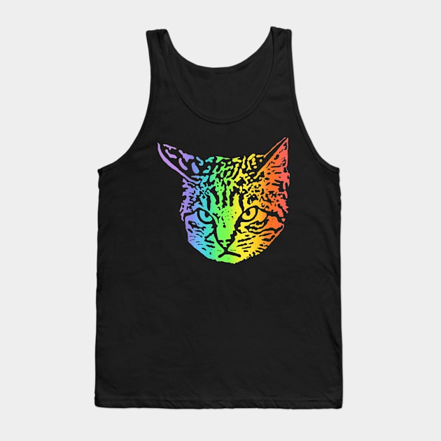 Rainbow Angry Cat Tank Top by childofthecorn